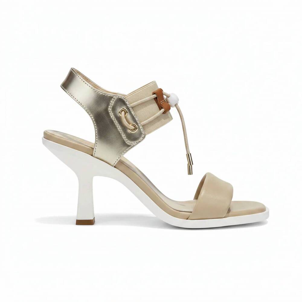NEW NEROGIARDINI women's bungee leather dress sandals in beige